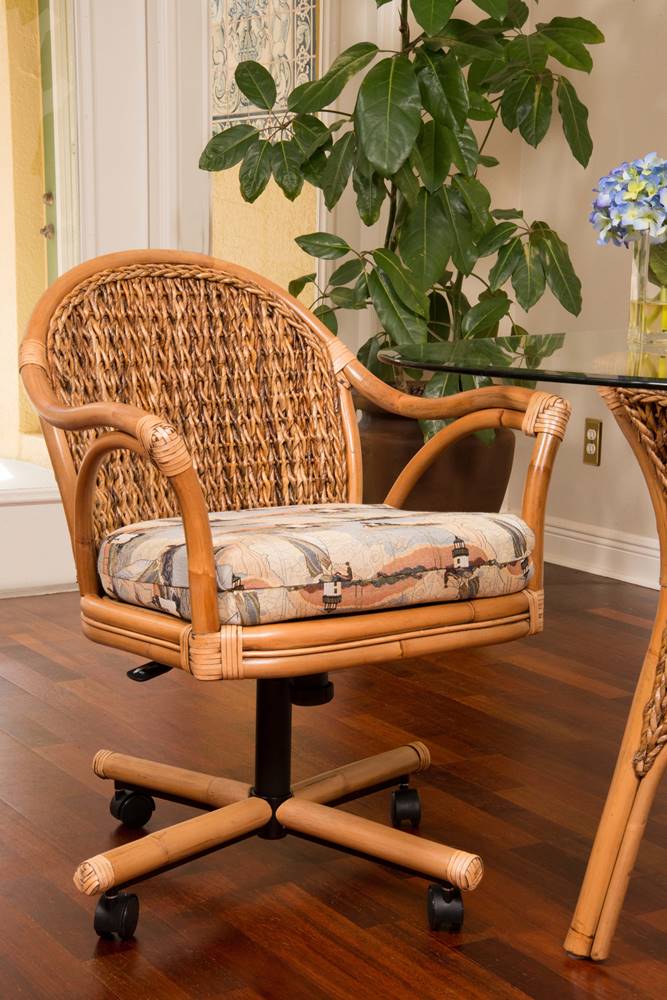 Panama Tilt Swivel Caster Chair - Antique Honey Finish - Alexander