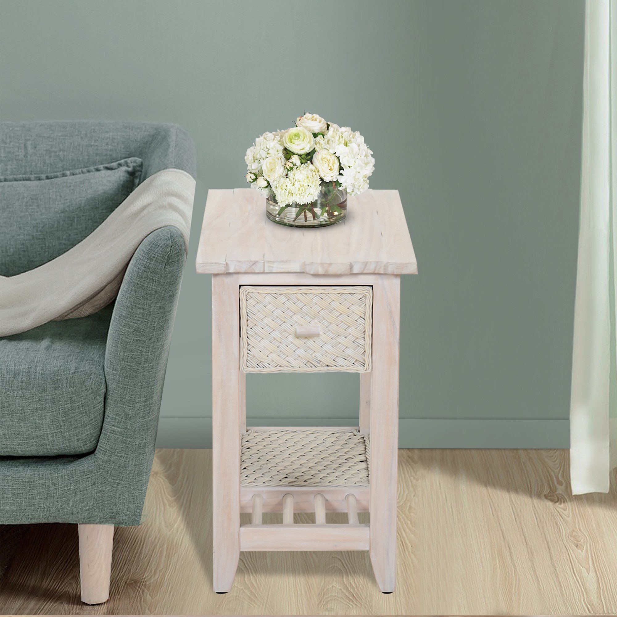 Kona Side Table Washed Linen Finish Alexander & Sheridan Casual Furniture Wholesale