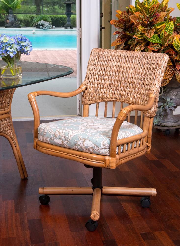 Key Largo Tilt Swivel Caster Chair - Antique Honey Finish - Alexander